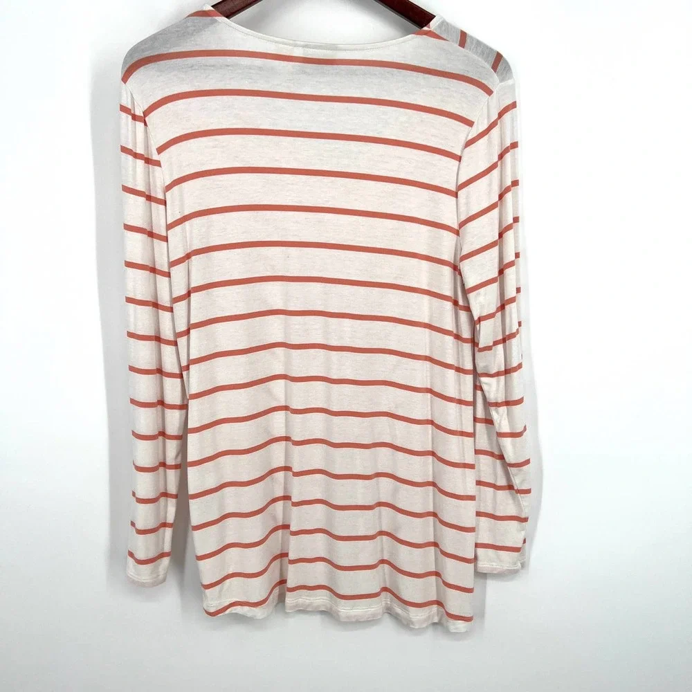 Chico's Size 1 or M Medium Stretchy Stripe Blouse Shirt Top Summer Fall Winter - Picture 5 of 6